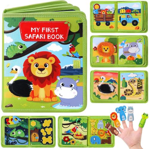 Wild-Animals Busy Book for Toddlers 1-3, Quiet Activity Books for Toddlers 1 Year Old, Montessori Toys Busy Board for 1 2 3 Year Boy Girl Gift Educational Airplane Travel Toy Valentines Birthday Gifts