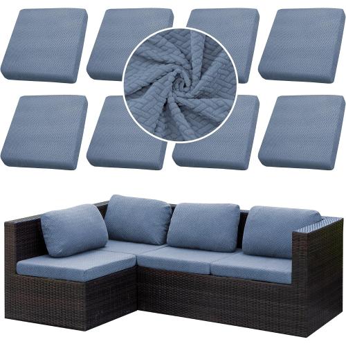 8PCS Patio Cushion Covers,Patio Furniture Couch Seat Slipcovers，Washable Furniture Protector, Replacement for Sofa Sectional Chair