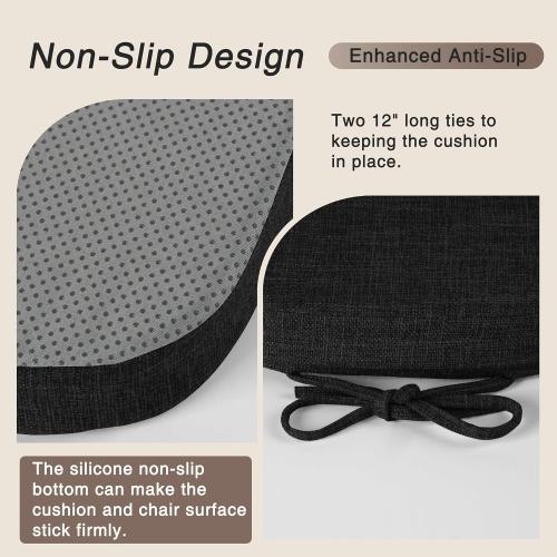 Set of 4 Color Black Chair Cushions for Dining Chairs Set of 4 Non Slip Thick Textured