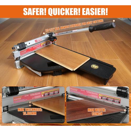 CUTTEREX 13” Vinyl Floor Cutter with Wheels – Easy Angle & Length Cutting, Flooring Tools - Cuts Vinyl Floor, Engineered Wood, LVP, LVT, VCT, SPC, WPC, HSS Blade/LED Light