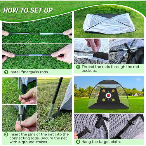 Zensouds Golf Net, 10x7FT with Golf Practice Mat, Hitting Aid Nets for Backyard Driving Chipping Training Swing with Target Outdoor or Indoor– Gifts for Men/Dad/Him