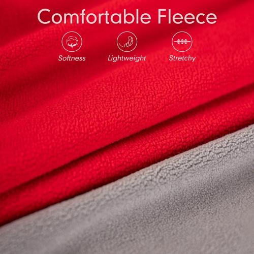 cyeollo 2 Pack Dog Fleece Sweater Stretchy Sweatshirt with Reflective Stripe Pullover Soft Jacket Pet Clothes Dog Sweaters for Small Dogs Cats Grey & Red