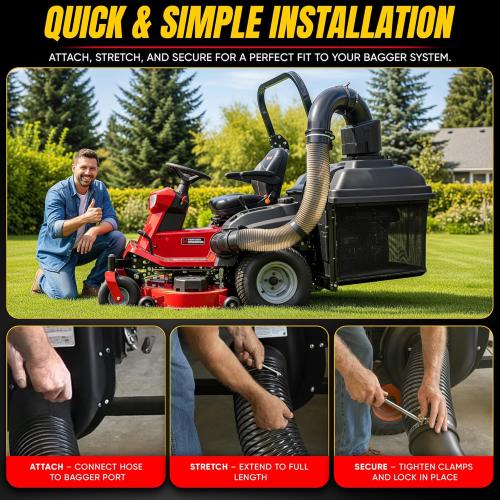 764-05082 Bagger Flex Hose 47 Length (Maximum Elongation) by 8 Wide Replacement MTD CUB RZT CADET Riding Mower Leaf Vac Hose Bagger 36 42 46 50 54 Rear Fast Double Bagger Kit 76405082