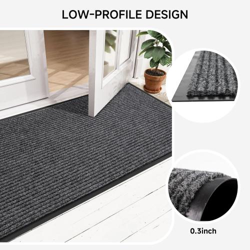 100pointONE Front Door Mat, Heavy Duty Indoor Outdoor Doormat for Entryway, 72 x 48 Low Profile Outdoor Mats for Home Entrance, Stain and Fade Resistant Welcome Mat for High Traffic Area, Dark Grey