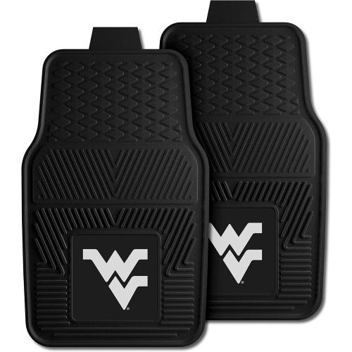 Fanmats West Virginia University Mountaineers Set of 4 Car Mats for Cars, SUV, Pickups - All Weather Protection, Deep Reservoir Design, Universal Fit - 3D NCAA Team Logo-29”x17” Front-14”x17”Rear Mat