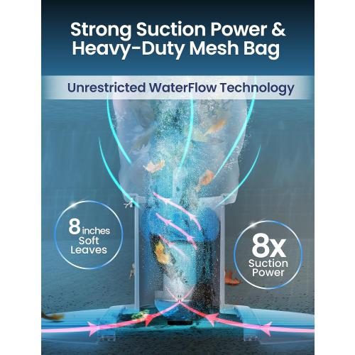KOKIDO (2024 New) Rechargeable Heavy-Duty Pool Vacuum, 8X Suction, Standard and Fine Filter Bags XTROVAC 910 Bundle with Pool Brush Head