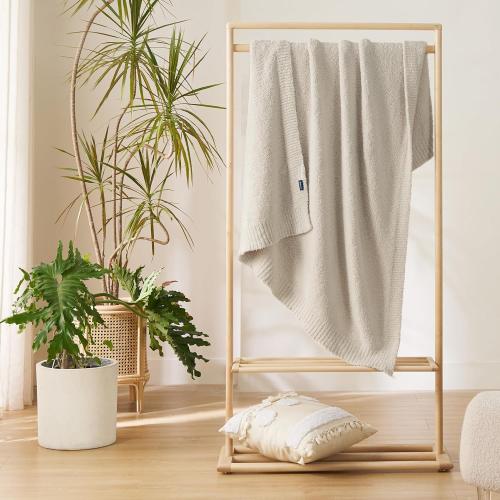 Bedsure Ivory Knit Throw Blanket for Couch, Bedding Sofa - Super Soft, Cozy, Fuzzy, Fluffy Blanket Dupes, Gentlesoft, Breathable Warm Gift for Women, Winter Decor, Beige, 50x60 Inches