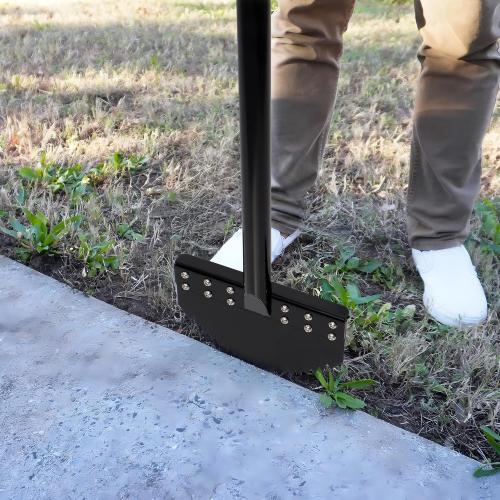 One-Piece Size 40in Manual Edger Lawn Tool with Spring Steel Blade Manganese Steel Border Edger for Landscaping Rustproof Half Moon Edger with Rubber Handle for Garden Maintenance