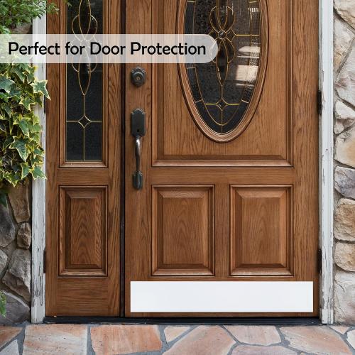 Rubber Bond Kick Plates (2 Pack) 6 x 33 - Effortless Peel & Stick - Prevents Dents & Scratches - Self-Adhesive & Universal Fit (White)