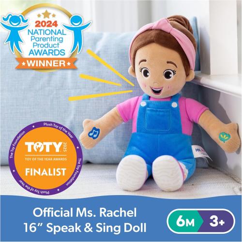 Ms. Rachel Official Speak & Sing Doll, 16” Tall Interactive Toy with 4 Songs & 16  Phrases, Toddler Toys for Girls & Boys Ages 6 Months to 3  Years.