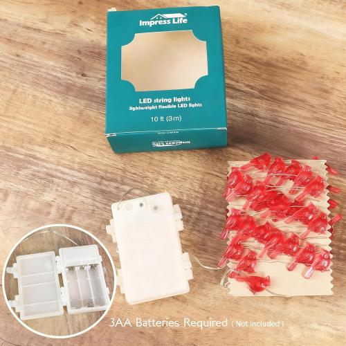 Impress Life Christmas String Lights, Cardinal Red Snow Bird 10 ft 40 LEDs with Remote Timer for Indoor Thanksgiving, Wedding, Birthday, Bedroom, Parties & Home Decorations