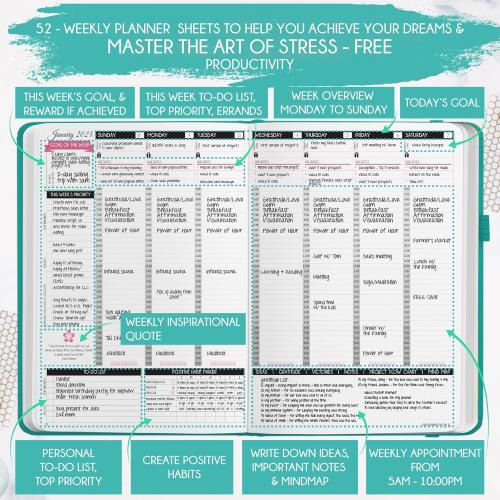 Deluxe 2026 Planner Weekly and Monthly | Law of Attraction Planner with Productivity App | 12-Month for Productivity, Gratitude & Goal Setting | Includes Foldable Vision Board, Gift Box & Stickers