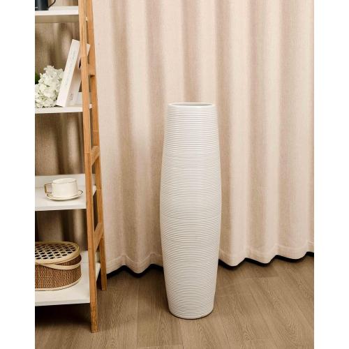 Extra Large 31.5 Floor Vase Modern Minimalist - Handmade Ceramic White Gloss Vase for Entryway, Wedding Decor, Farmhouse Living Room - Fits Tall Stems & Branches (7 Mouth, 9.8 Max Width