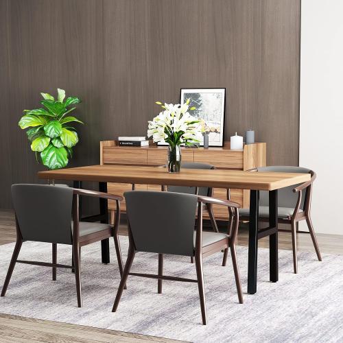 Metal Table Legs Desk Legs, Heavy Duty Square Tube Iron Desk Legs, DIY Furniture Legs for Dining Table, Coffee Table, Computer Desk, Workbench, Meeting Room Table, 28”H x 17.7”W, Set of 2, Black (H)