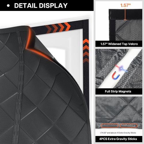 LazBlinds Thermal Insulated Door Curtain Fit Door Size 34 x 82, Magnetic Hands-Free Self Seal Door Cover, Weatherproof Oxford & Cotton Fiber Fill Blanket for Winter to Keep Warm, Grey