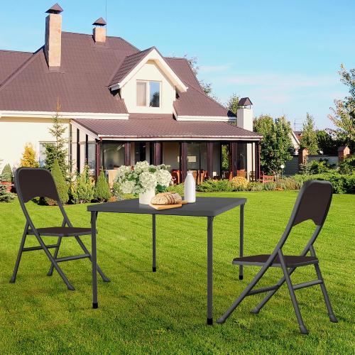 Kasunpul 34 Folding Table, Portable Square Folding Card Table with Collapsible Legs & Carrying Handle, Plastic Tables for Camping,Picnic, Office, Party, Grey