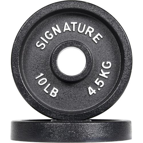 Signature Fitness Deep Dish 2-Inch Olympic Cast Iron Weight Plates with E-Coating