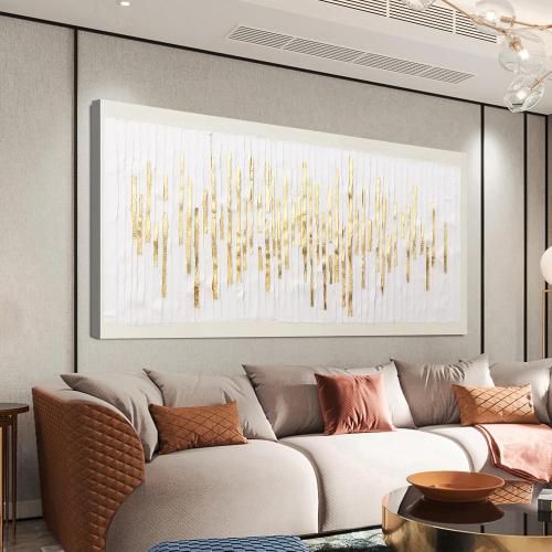 Canvas Wall Art Decor Modern Wall Decor For Living Room Gold Abstract Wall Art White Textured Wall Art Abstract Art Artwork for Walls Canvas Prints Art Work For Home Office Wall Decor