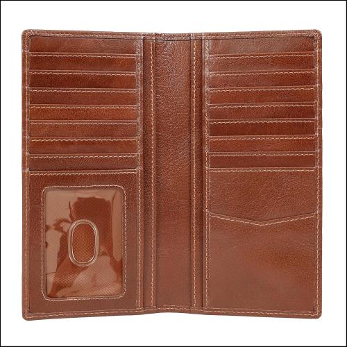 ELIZO Men's Genuine Leather Long Wallet - RFID Blocking Rodeo Checkbook Wallet | Western Bifold Wallet with 16 Card Slots, ID Window | Top Grain Leather Cowboy Wallet | Tequila