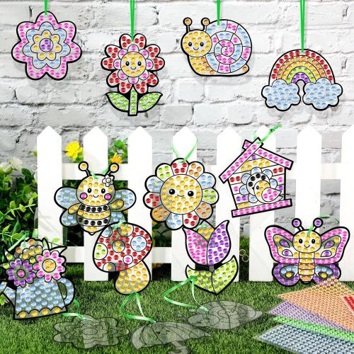36 Sets Spring Diamond Painting Kits DIY Hanging Diamond Art Spring Crafts Butterfly Flower Gem Ornaments for Home Party Decor Sunday School Classroom Activities