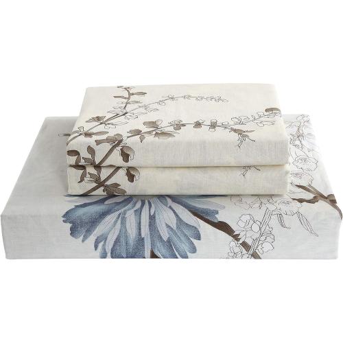 Swanson Beddings Daisy Silhouette Reversible Floral Print 3-Piece 100% Cotton Bedding Set: Duvet Cover and Two Pillow Shams (Queen) (Comforter is NOT Included)