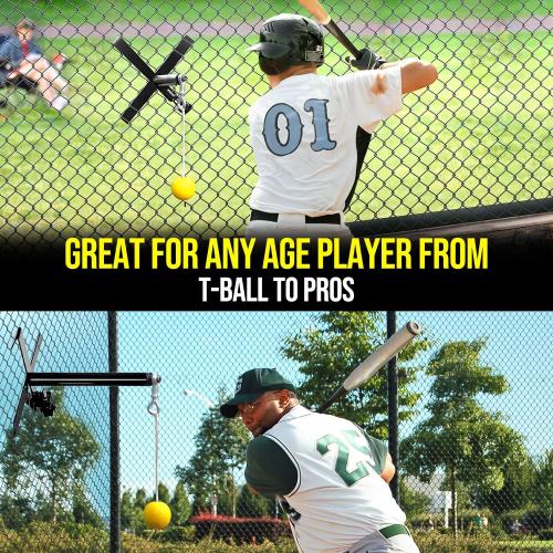 Portable Baseball Swing Trainer with The Tethered Ball,Premium Hitting/Batting Trainer System for Baseball and Softball,Easy Setup On Fence Hitting Trainer,Swing Trainer with Auto Reset