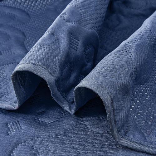 Oversized King Bedspreads 128x120 Extra Wide Quilt for Tall King California King Bed Lightweight 3 Piece Quilted Coverlet Pillow Shams Set Navy