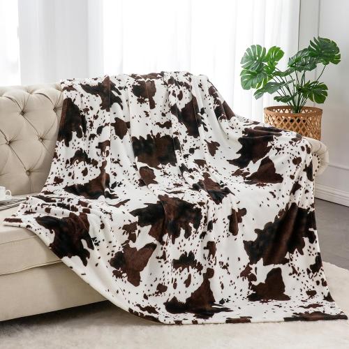 Cow Print Throw Blanket for Couch & Bed,Cute Luxury Plush Cozy Fuzzy Blanket , Super Soft Warm Lightweight Throw Blanket for Travel Camping, Brown