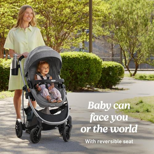 Graco Modes Pramette Stroller, 3-in-1 Baby Stroller, 3 Modes: Infant Car Seat Carrier (Car Seat Not Included), Infant Pramette to Toddler Stroller with Reversible Seat and One-Hand Fold, Redmond