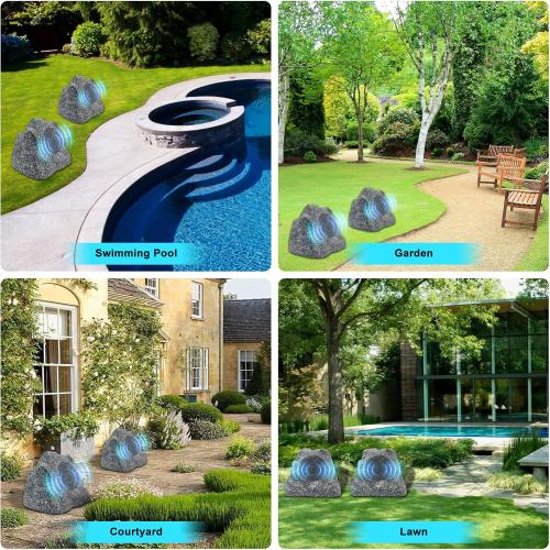 Herdio 8 Outdoor Rock Bluetooth Speakers IPX7 Waterproof 600 Watt Resin Material All Weather for Deck Pool Backyard Patio Garden BBQ (1 Pair)
