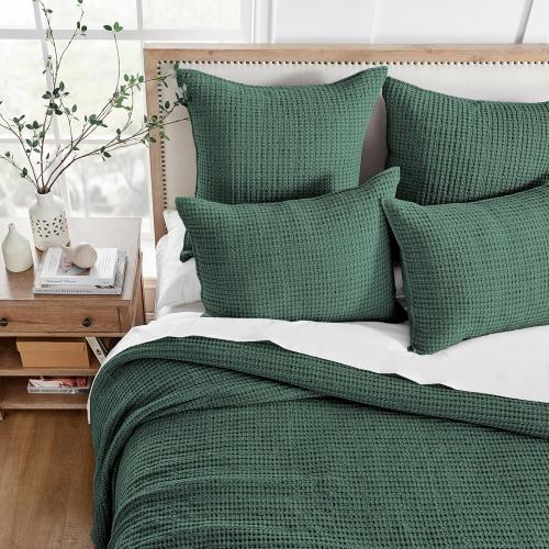 Queen Size Comforter Set with 2 Pillowcases, Forest Green - Cotton Comforter Set - Soft, Pre-Washed