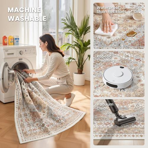 zesthome Area Rugs,Stain Resistant Washable Rug,Ultra-Thin Rugs for Living Room,Bedroom,Non-Slip Backing Home Decor Large Area Rug