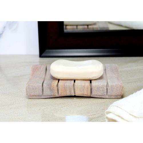 Natural Water Absorbent & Rigged Soap Dish Soap Holder Made of Natural Stone - Unique Bath Bathroom Accessories (Vertically Ridged)