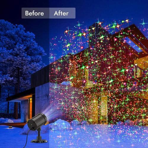 Christmas Projector Lights Outdoor, BINKBANG Red & Green Christmas Light Projector with Remote & Timer, IP65 Waterproof Outdoor Holiday Decoration Light for Party, Yard & Patio