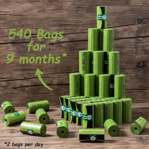 Color Green Greener Walker Poop Bags for Dog Waste-540 Bags,Extra Thick Strong 100% Leak Proof Dog Waste Bags (Green)