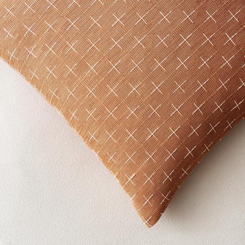 MIULEE Pack of 2 Decorative Burlap Linen Throw Pillow Covers Farmhouse Pillowcases Modern Rustic Woven Textured Cushion Cover for Sofa Couch Bed 18x18 Inch Brick
