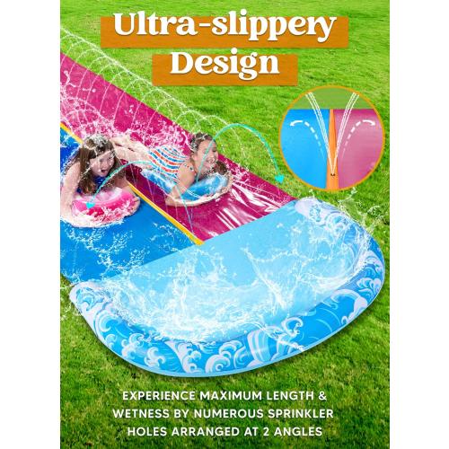 JOYIN 32.5FT Water Slide and 2 Inflatable Boards, Extra Long Heavy Duty Double Lawn Waterslide with Sprinkler for Kids Adults Backyard Summer Water Toy Outdoor Fun, Blue, Pink