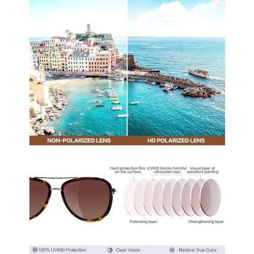 BIRCEN Polarized Sunglasses for Women UV - Protection Womens Retro Mirrored Shades with Acetate Frame BC2001