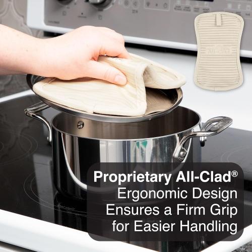 All-Clad Premium Pot Holder & Hot Pad: Heat Resistant to 500 Degrees - 100% Cotton, 10x6.25 Hot Pad for Kitchen and Barbeque, (3-Pack), Almond