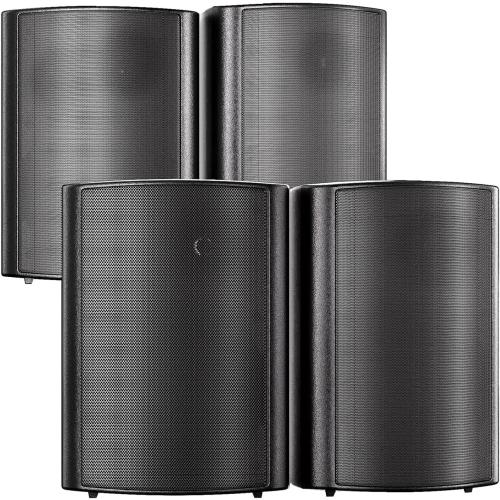STUDIOFINIX 800W 6.5 Inch Outdoor Bluetooth Speakers Waterproof Wired with Multifunctional Amplifier Wall Mount Weatherproof Loudspeaker System for Patio Garden Poolside Home(4 Speakers,Black)