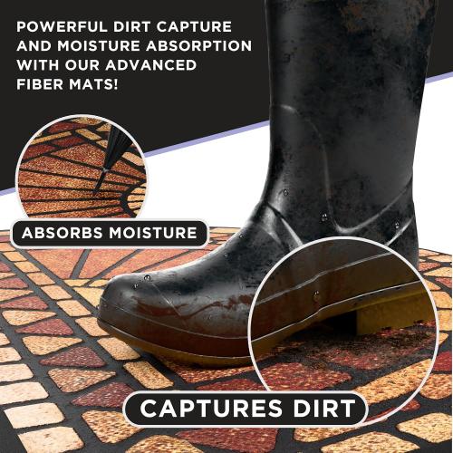ubdyo Unique Design Door mat - Low Pile Front Doormat Outside Entrance for Efficient Dirt Trapping - All Weather Front Door Mat Indoor Entrance - Anti Slip Welcome Matt Outdoor - (36 x 24, Red)