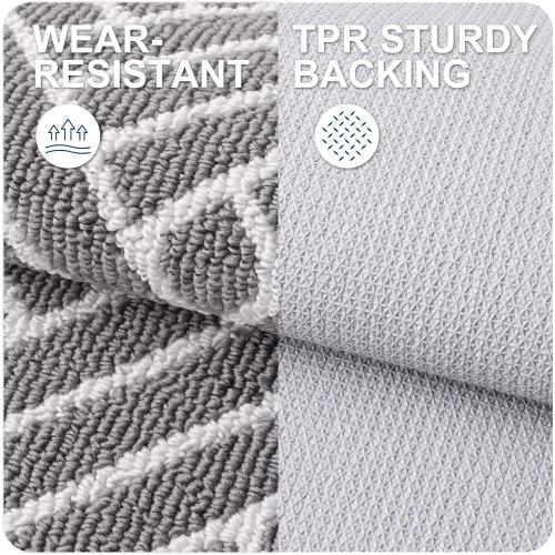 OLANLY Large Indoor Door Mat, 59x35 Inch, Dirt Resistant and Absorbent, Non-Slip Rubber Backing Floor Mats, Easy Clean Low-Profile Doormat for Entryway, Front Door, and Inside Entrance, Grey
