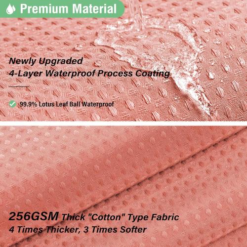 Dynamene Coral Fabric Shower Curtain - Waffle Weave Textured Heavy Duty Cloth Shower Curtains for Bathroom, 256GSM Hotel Luxury Weighted Bath Curtain Set with 12 Hooks,72x72, Coral