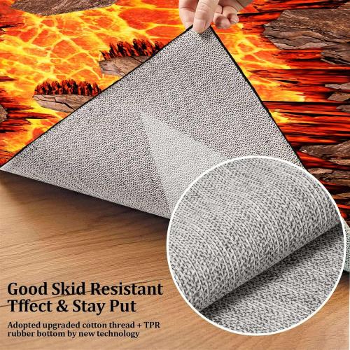 Lava Area Rugs 2x3ft,3D Visual Illusion Flame Living Room Non-Slip Floor Mat Lava Crackle Print Simulated Rug, Washable Non Slip Stain Resistant for Kids Rooms, Boys' Bedrooms, Game Rooms