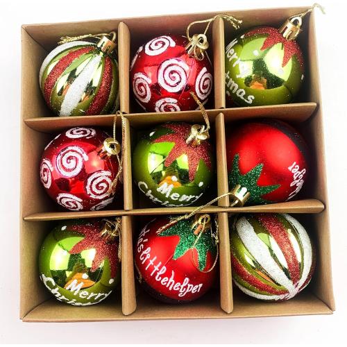 Heyiwell 2.36 Inch/9pc Shatterproof Christmas Ornament Balls,Christmas Hanging Balls Decorations for Xmas Trees and Holiday Decor,Red Green