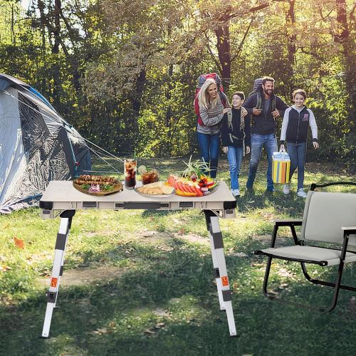 LEADALLWAY 3-in-1 Multi-Purpose Camping Table Wagon Portable Outdoor Platform Truck, Dolly & Utility Cart with 5.4 Wheels