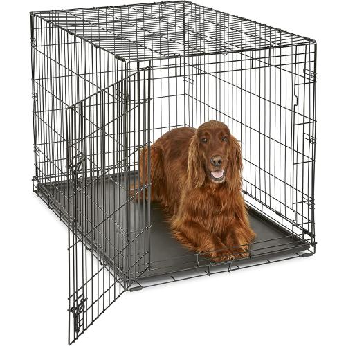 New World Single Door Folding Metal 42-Inch Dog Crate, Includes Leak-Proof Pan, Floor Protecting Feet, & New Patented Features, for Large-Sized Breeds