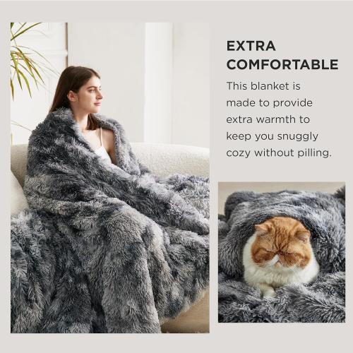 Bedsure GentleSoft Fluffy Fuzzy Faux Fur Throw Blanket for Couch, Soft Sherpa Fleece Cozy Gifts for Women, Plush Bed Blanket Christmas Room Decor for Men, Thick Warm Minky Teen Gifts Winter Bedding