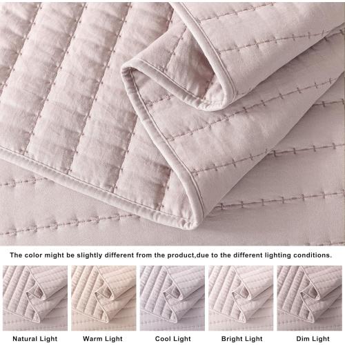ROARINGWILD Pink Twin Size Quilt Bedding Sets with Pillow Shams, Full Lightweight Soft Bedspread Coverlet, Quilted Blanket Thin Comforter Bed Cover for All Season, 3 Pieces, 68 x 90 inches