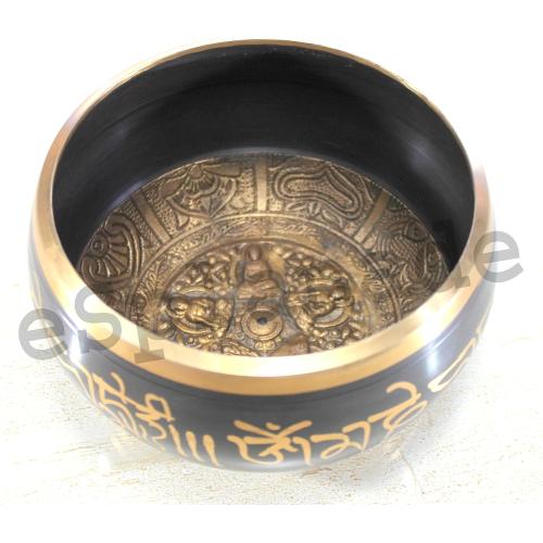 eSplanade - 6 inches - Singing Bowl Tibetan Buddhist Prayer Instrument With Striker Stick | OM Bell | OM Bowl | Meditation Bowl | Music Therapy (black)